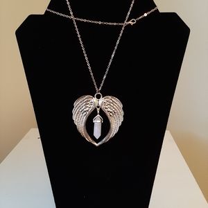 Rose Quartz - Handmade angel wings pendant